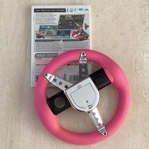 Mario Kart & Racing Wheel Nintendo Wii Game Pink Steering Wheel Drive Race - Picture 4 of 15